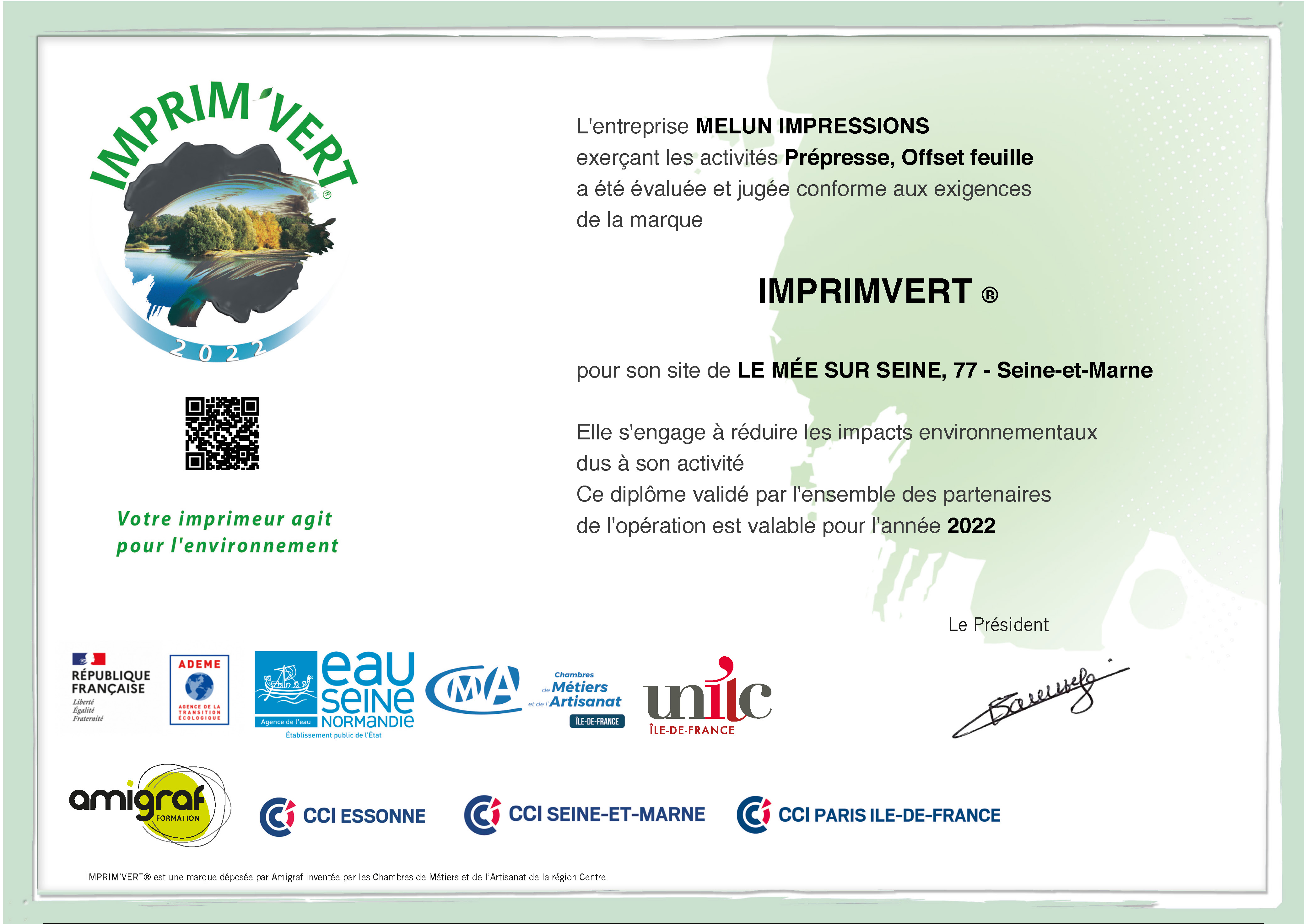 Certification Imprimvert 2022